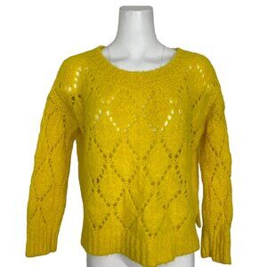 Anthropologie Sleeping On Snow Bright Lights Sweater S Yellow Crochet Italy Fall